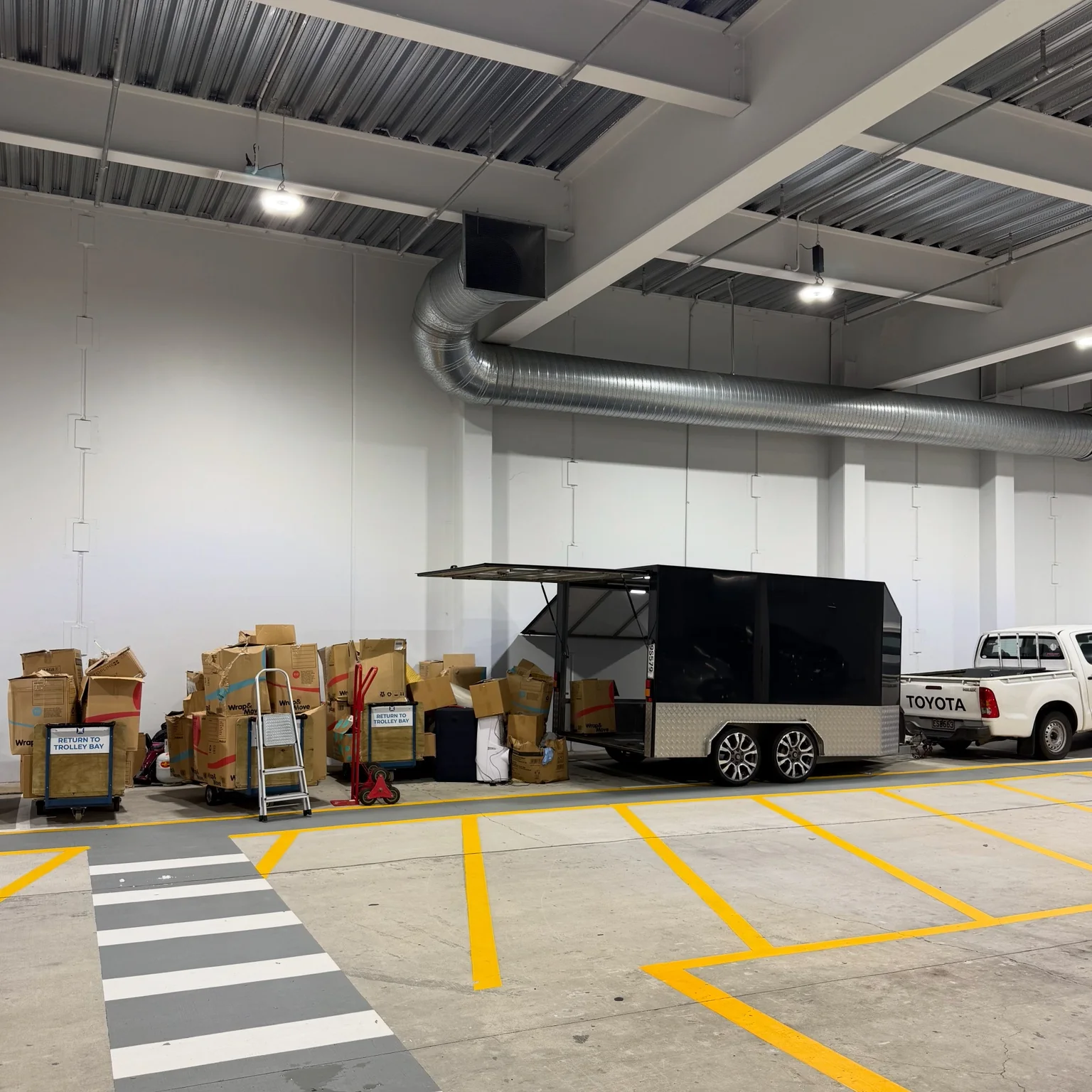 TUT Transport enclosed trailer during a commercial moving job